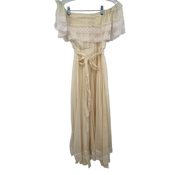 GUNNE SAX by Jessica Vintage women's cream lace boho maxi dress size 5 - Picture 7 of 10